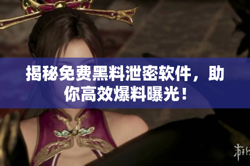 揭秘免费黑料泄密软件，助你高效爆料曝光！