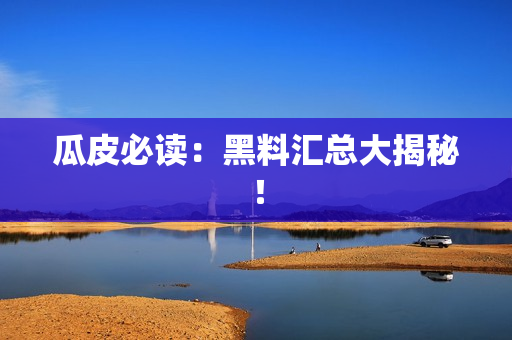 瓜皮必读：黑料汇总大揭秘！